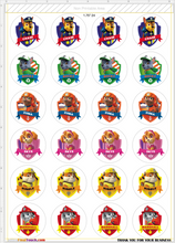Load image into Gallery viewer, "Paw Patrol cupcake toppers featuring Chase Marshall and Skye"