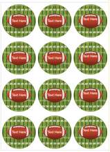 Load image into Gallery viewer, Customizable Super Bowl football edible cake decorations featuring realistic field design with yard lines and football graphic