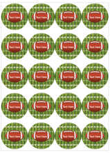 Load image into Gallery viewer, Customizable Super Bowl football edible cake decorations featuring realistic field design with yard lines and football graphic