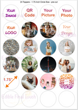Load image into Gallery viewer, Custom edible cupcake toppers with personalized designs
