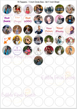 Load image into Gallery viewer, Custom edible cupcake toppers with personalized designs