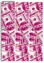 Load image into Gallery viewer, Edible pink cash bills used as cake strips for money themed design