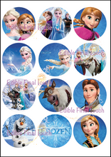 Load image into Gallery viewer, Frozen Edible Cupcake Toppers - Elsa Anna Olaf Decorations