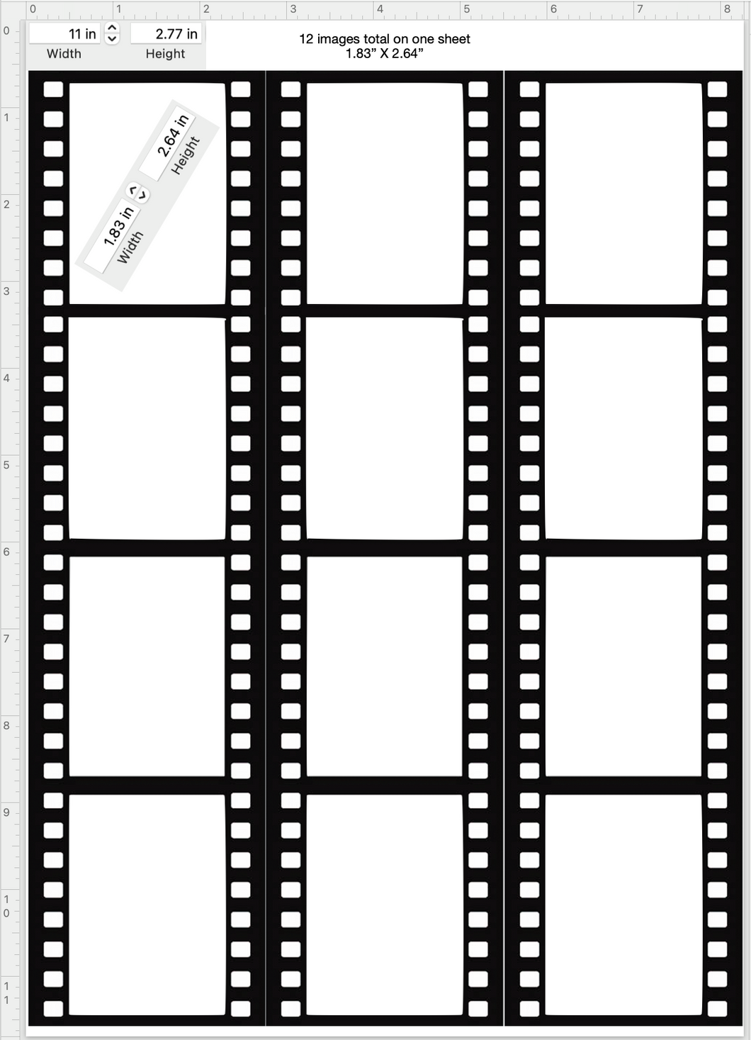 Edible film strip cake topper with personalized photo memories