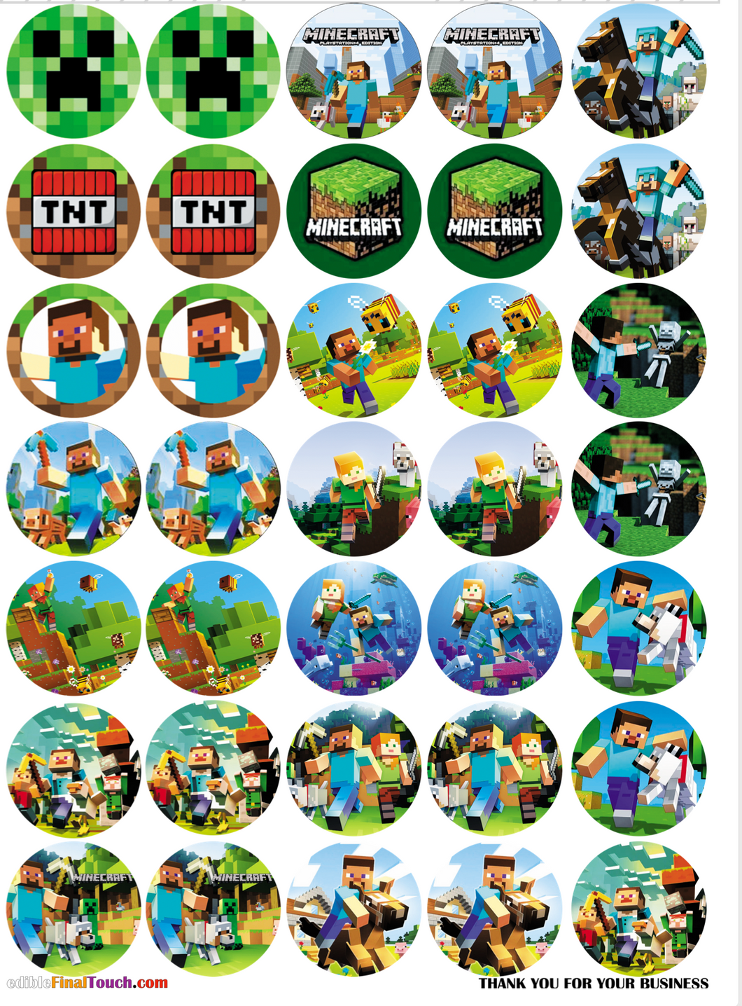 Minecraft Cupcake Toppers - Edible Gaming Cake Decorations