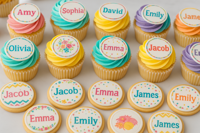 Personalized edible toppers for cupcakes and cookies