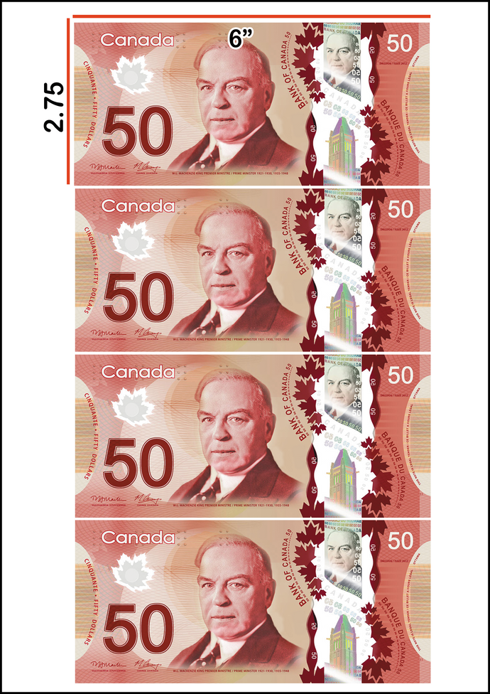 Edible $50 Canadian Bill Cake Decorations