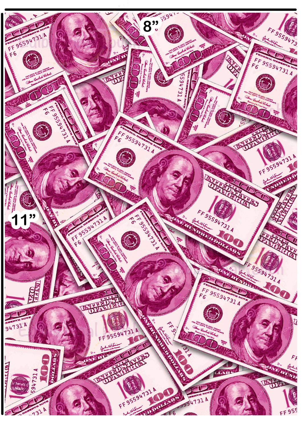 Edible pink cash bills decoration for money themed birthday