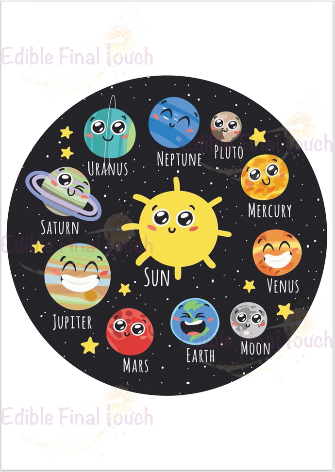 Edible Solar System Cake Topper