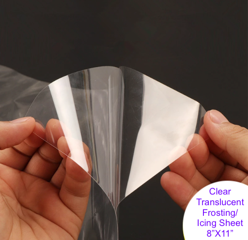 Clear translucent edible sheets for transparent cake decorations